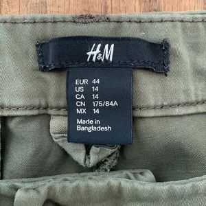 H&M Olive Green Ankle Cotton Trousers 14